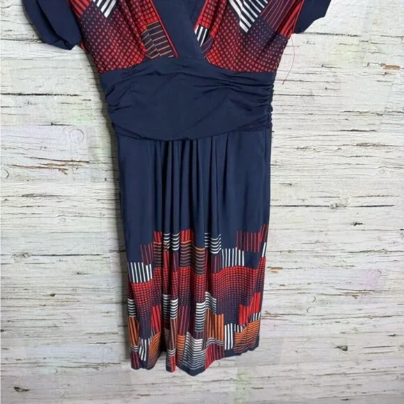 BCBGMaxAzria Blue and Red Pleated Mini Dress size xs - Picture 2 of 6